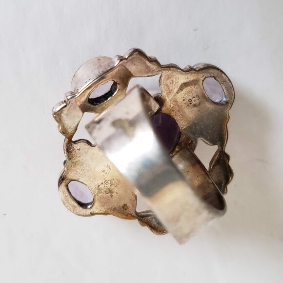 Huge CHAROITE & AMETHYST Ring in Silver Purple Gemstone jewelry - Picture 6 of 16